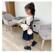 ショルダーバッグ 鞄 キッズ 子供用 女の子 カバン ポシェット 肩掛け 斜め掛け ペンギン レザー調 長さ調節可能 ファスナー 可愛い おしゃれ 子ども用 女子 お出掛け