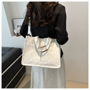 ショルダーバッグ トートバッグ ハンドバッグ 2WAY 無地 レディース 女性用 鞄 カバン 肩掛け 手提げ 斜めがけ キャンバス 大容量 マグネットボタン 可愛い おしゃれ カジュアル お出かけ 普段使い 通学 通勤 旅行 婦人用 ギフト プレゼント 白 黒