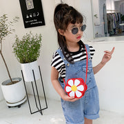 ポシェット キッズ 子供用 女の子 かばん 鞄 ショルダーバッグ 斜め掛け 肩掛け フラワー お花 ファスナー レザー調 フェイクレザー キュート かわいい おしゃれ 子ども