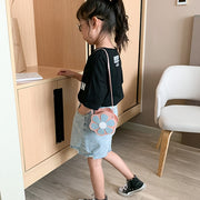 ポシェット キッズ 子供用 女の子 かばん 鞄 ショルダーバッグ 斜め掛け 肩掛け フラワー お花 ファスナー レザー調 フェイクレザー キュート かわいい おしゃれ 子ども