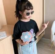 ポシェット キッズ 子供用 女の子 かばん 鞄 ショルダーバッグ 斜め掛け 肩掛け フラワー お花 ファスナー レザー調 フェイクレザー キュート かわいい おしゃれ 子ども