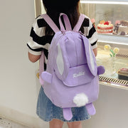 リュックサック デイパック キッズ 子供用 子ども用 女の子 男の子 鞄 カバン バッグ 持ち手付き フロントポケット チャック ダブルファスナー ウサギ 動物 アニマルモチーフ ピンク ブラック ホワイト ツートンカラー ポップ カジュアル 可愛い キュート おしゃれ