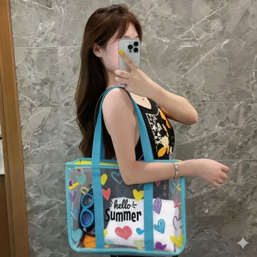 トートバッグ ビーチバッグ プールバッグ 防水 大容量 ファスナー付き 商品画像3