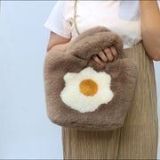 ハンドバッグ 手提げバッグ 鞄 かばん レディース 女性 婦人 花 フラワー もこもこ ミニトートバッグ かわいい おしゃれ 小物収納 収納 お出かけ