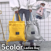 2wayバッグ ナップサック トートバッグ 巾着バッグ キャンバス地 レディース 女性 カバン リュックサック 手提げ ポケット ロゴ カジュアル お洒落 お出かけ 普段使い 鞄 カバン