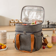 クーラーバッグ 2段 保冷バッグ 保温 保冷 ランチバッグ ポケット 2WAY ショルダー 肩掛け 斜めかけ シンプル 無地 かわいい おしゃれ 女性 男性 レディース メンズ ハンドバッグ