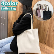 トートバッグ 手提げかばん レディース 女性 カバン コーデュロイ ファスナー ボタン 無地 単色 シンプル お洒落 肩さげ お出かけ 普段使い スクエア 鞄 かばん 婦人用