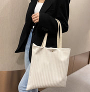 トートバッグ 手提げかばん レディース 女性 カバン コーデュロイ ファスナー ボタン 無地 単色 シンプル お洒落 肩さげ お出かけ 普段使い スクエア 鞄 かばん 婦人用