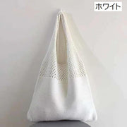 トートバッグ ニット 編みバッグ レディース 鞄 カバン 肩掛け 手提げ 女性用 婦人用 大容量 メッシュ シンプル カジュアル おしゃれ 買い物 お出掛け