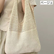 トートバッグ ニット 編みバッグ レディース 鞄 カバン 肩掛け 手提げ 女性用 婦人用 大容量 メッシュ シンプル カジュアル おしゃれ 買い物 お出掛け