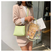 ショルダーバッグ ハンドバッグ クリアバッグ 2way レディース 女性用 鞄 カバン 透明 レザー調 フェイクレザー 手提げ 肩掛け 斜め掛け おしゃれ かわいい お出かけ カジュアル