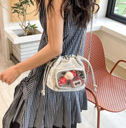 ショルダーバッグ レディース 推しバッグ 推し活グッズ 斜め掛け 女性 かばん 鞄 巾着型 透明 クリア ポケット付き コンパクト シンプル オタ活 推し活 かわいい おしゃれ お出かけ