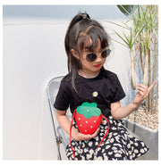 ポシェット ポーチ ミニショルダーバッグ 子供 キッズ 女の子 PUレザー 防水 軽量 小さめ 斜めがけ 肩掛け イチゴ 可愛い