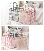 ハンドバッグ トートバッグ 手提げバッグ レディース 女性 婦人 大人 子供 バッグ カバン 鞄 透け感 かごバッグ ランチバッグ 弁当入れ 遠足 便利 かわいい おしゃれ