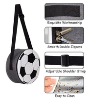 ランチバッグ ランチトート 保温 保冷 ショルダーストラップ付き 肩掛け 斜め掛け 長さ調節可能 サッカーボール型 子供 オックスフォード ダブルジッパー 弁当箱入れ 水筒入れ ピクニック 部活 遠足 アウトドア 学校