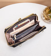 ミニショルダーバッグ お財布ポシェット がま口 レディース レザー調 軽量 大容量 スマホ収納 横型 斜めがけ 肩掛け キルティングレザー調 ブラック 黒 ピンク ホワイト 白 かわいい おしゃれ パステルカラー スマホショルダー スマホポシェット 大人 女子