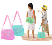 ビーチバッグ メッシュバッグ プールバッグ 単色 キッズ 子ども用 ショルダーバッグ 鞄 カバン おもちゃ入れ ファスナー 網目 海 砂場 かわいい