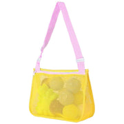 ビーチバッグ メッシュバッグ プールバッグ バイカラー キッズ 子ども用 ショルダーバッグ 鞄 カバン おもちゃ入れ ファスナー 網目 海 砂場 かわいい
