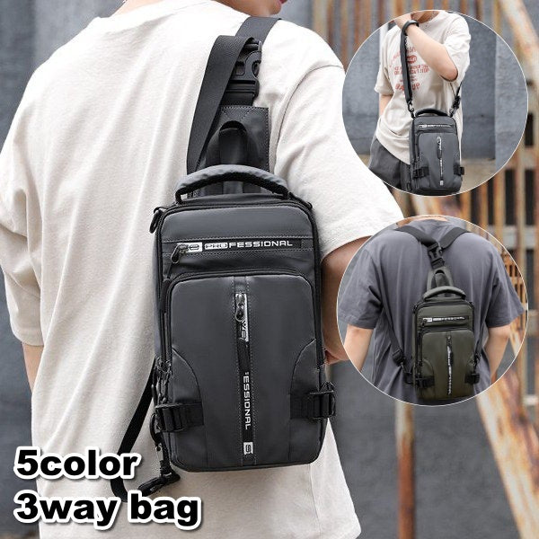 ボディバッグ ミニリュック ショルダーバッグ 3way メンズ 男性 リュックサック ポケット多数 機能的 コンパクト おしゃゃれ かっこいい デイリー カジュアル アクティブ ハンズフリー 旅行 アウトドア