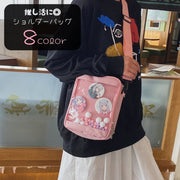 ショルダーバッグ サコッシュ レディース 女性 オタ活 推し活 メンズ 男性 痛バ 痛バッグ ユニセックス 男女兼用 お揃い ペアルック 鞄 カバン ダブルジッパー ダブルチャック 透け ビニールポケット コンパクト 小さめ 無地 ピンク ブラック ブルー シンプル カジュアル 可愛い キュート ヲタ活