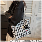 トートバッグ レディース 女性 カバン 鞄 バッグ ショルダーバッグ 肩掛け 肩がけ ファスナー チェック柄 チェーン おしゃれ かばん 婦人用