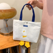 トートバッグ 手提げバッグ ハンドバッグ レディース 女性 婦人 大人 子供 バッグ カバン 鞄 マグネット アヒル ロゴ シンプル キャンパス ランチバッグ 弁当入れ 遠足 便利 かわいい おしゃれ