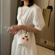 ポシェット ショルダーバッグ ミニショルダーバッグ 巾着 かばん バック レディース 女性 キッズ 子ども 女の子 斜め掛け さくらんぼ マーガレット 可愛い
