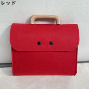 ハンドバッグ レディース メンズ カバン フェルト 木製ハンドル スクエア 大容量 軽量 自立 マチ広 手提げ 無地 シンプル