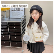 ショルダーバッグ キッズ 子供 バッグ 鞄 ショルダー PUレザー シンプル 無地 かわいい きれいめ おしゃれ 上品 斜め掛け 女の子 女子 かばん おでかけ