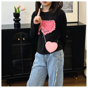 ショルダーバッグ キッズ バッグ 鞄 ミニショルダー ハート レザー調 ポシェット チェーンベルト かわいい おしゃれ キュート 子供用 女の子 女子