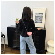 ショルダーバッグ キッズ バッグ 鞄 ミニショルダー ハート レザー調 ポシェット チェーンベルト かわいい おしゃれ キュート 子供用 女の子 女子