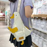 ボディバッグ ショルダーバッグ ワンショルダー レディース アヒル あひる 家鴨 おしゃれ かわいい ユニーク キュート アニマル 動物 目立つ 面白 肩掛け 斜め掛け カジュアル デイリー インパクト 存在感 お出かけ 女性用