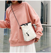 ミニショルダーバッグ ポシェット スマホポーチ 男女兼用 キャンバス 斜めがけ 肩掛け 軽量 大容量 小物収納 無地 縦型スリム