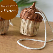 子供用 ポシェット どんぐりモチーフ カゴバック ショルダーバッグ 小物入れ プラントカバー ハンギンググリーン キッズ 女の子 男の子 (A) 可愛い バイカラー ナチュラル