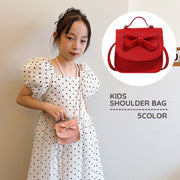 ショルダーバッグ ポシェット キッズ 子供 女の子 斜めがけ ミニサイズ コンパクト 小さめ レザー調 かわいい キュート リボン