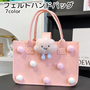ハンドバッグ フェルト レディース 鞄 カバン かばん アニマル ピンク ブルー マスコット シンプル かわいい