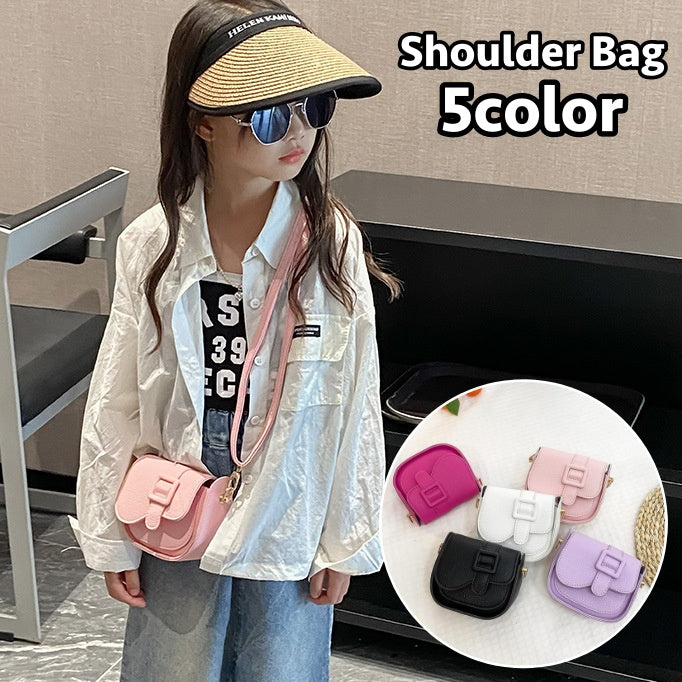 ショルダーバッグ ポシェット キッズ 女の子 子供用 鞄 ミニ 小さめ 斜め掛け 肩掛け フェイクレザー マグネットボタン シンプル かわいい おしゃれ レザー調 かばん カバン