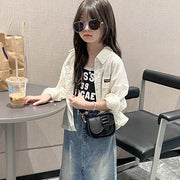 ショルダーバッグ ポシェット キッズ 女の子 子供用 鞄 ミニ 小さめ 斜め掛け 肩掛け フェイクレザー マグネットボタン シンプル かわいい おしゃれ レザー調 かばん カバン