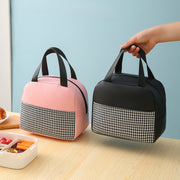 ランチバッグ 保冷バッグ 手提げ かばん 鞄 ミニバッグ サブバッグ 小物収納 ファスナー コンパクト 千鳥柄 シンプル きれいめ 可愛い お洒落 旅行 普段使い デイリー 女性 ギフト 贈り物 母の