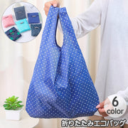 エコバッグ 手提げ型 折り畳み コンパクト マイバッグ ショッピングバッグ 折りたたみ おしゃれ かわいい ボーダー柄 星柄 ドット柄 普段使い 買い物 デイリー