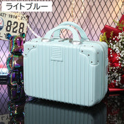 ミニトランクケース ミニスーツケース 小型 メイクボックス コスメボックス 鞄 化粧品収納 小物入れ 手提げ ファスナー 四角形 スクエア型 機内持ち込み 旅行用カバン トラベル