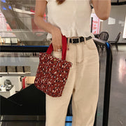 ハンドバッグ ミニトートバッグ レディース 女性用 鞄 カバン 花柄 水玉 帆布 手提げ マグネットホック ボタン コンパクト 小さめ カジュアル かわいい お出かけ カラバリ豊富