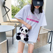 ポシェット ショルダーバッグ レディース 女性 キッズ ジュニア 子ども 子供 女の子 鞄 カバン チャック ジッパー 小型 コンパクト 小さめ パンダ リボン フェイクパール ブラック ホワイト ガーリー 可愛い キュート おしゃれ