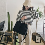 2wayバッグ ショルダーバッグ ハンドバッグ レディース 帆布 キャンバス生地 肩掛け 斜め掛け 大容量 マザーズバッグ スクエア 四角 おしゃれ かわいい カジュアル シンプル 普段使い デイリー お出かけ ブラック ホワイト 黒 白 旅行