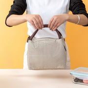 ランチバッグ ランチトート お弁当袋 保温 保冷 お弁当バッグ お弁当箱入れ ファスナー 手提げ オックスフォード 防水 ボーダー柄 可愛い ピクニック 遠足 学校 職場