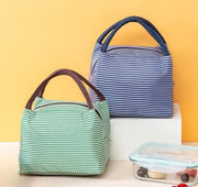 ランチバッグ ランチトート お弁当袋 保温 保冷 お弁当バッグ お弁当箱入れ ファスナー 手提げ オックスフォード 防水 ボーダー柄 可愛い ピクニック 遠足 学校 職場
