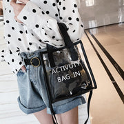 2wayバッグ ハンドバッグ ショルダーバッグ レディース 女性 カバン 鞄 四角形 スクエア ビニールバッグ ロゴ 透明 ブラック ピンク シンプル カジュアル ポップ かわいい キュート 涼し気 クール おしゃれ 夏