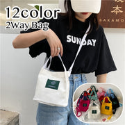 ショルダーバッグ ハンドバッグ 2WAY レディース 女性用 鞄 カバン 斜めがけ 肩掛け 手提げ ロゴ ポシェット キャンバス カラバリ豊富 可愛い おしゃれ カジュアル お出かけ 普段使い 通学 旅行 婦人用 ギフト プレゼント 贈り物 ファッション小物