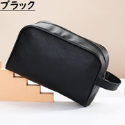 セカンドバッグ クラッチバッグ 化粧バッグ トラベルポーチ メンズ 男性 レザー調 カバン 鞄 バッグ 小物入れ 大容量 持ち運び ファスナー 旅行 無地 シンプル