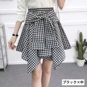 スカート レディース 女性用 ミニ丈 ひざ上丈 イレヘムスカート シャツ風 チェック柄 カジュアル おしゃれ ウエストゴム 普段使い おでかけ ボトムス